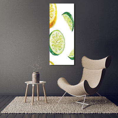 Quadro stampa su vetro verticale Lime e limoni