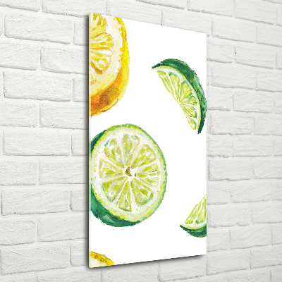 Quadro stampa su vetro verticale Lime e limoni