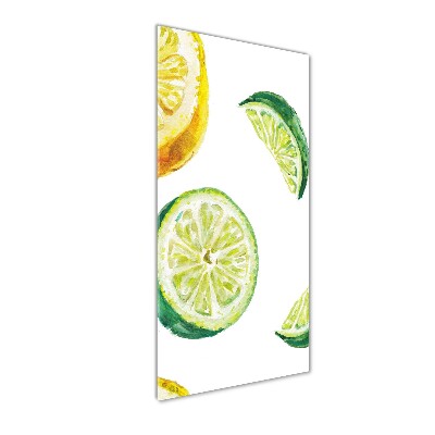 Quadro stampa su vetro verticale Lime e limoni