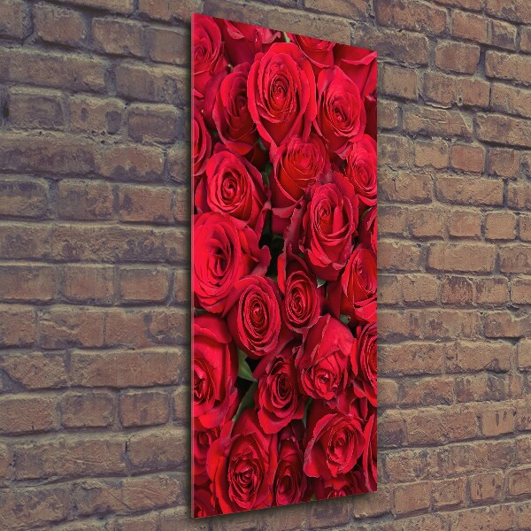 Quadro in vetro verticale Rose rosse