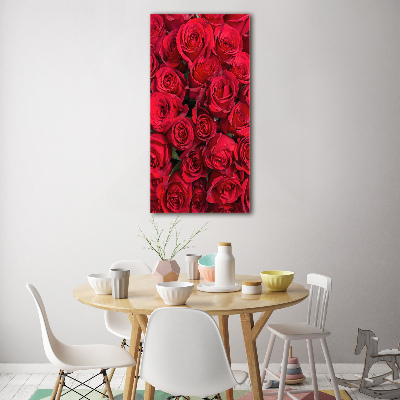 Quadro in vetro verticale Rose rosse