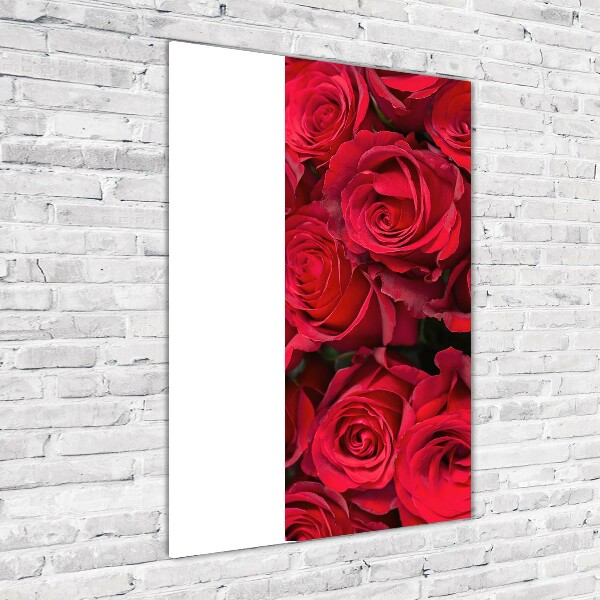 Quadro in vetro verticale Rose rosse