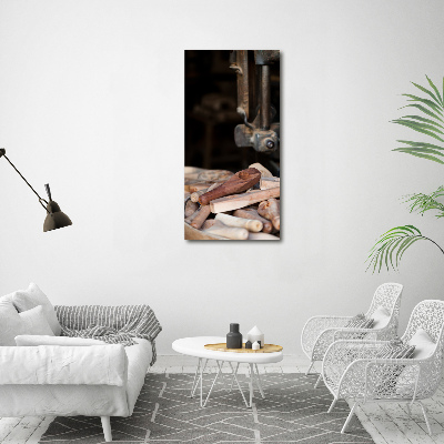 Quadro in vetro verticale Utensili in legno