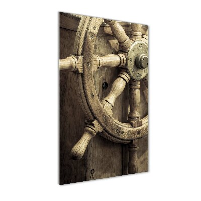 Quadro di vetro verticale Il timone di uno yacht