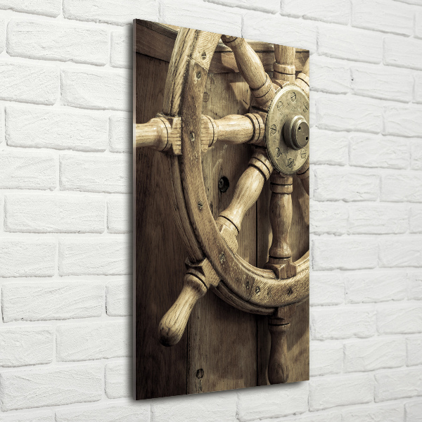 Quadro di vetro verticale Il timone di uno yacht