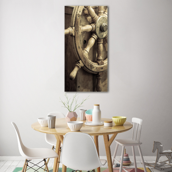 Quadro di vetro verticale Il timone di uno yacht