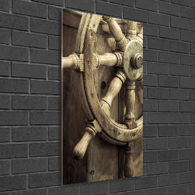 Quadro di vetro verticale Il timone di uno yacht