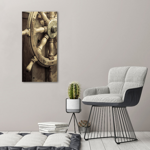 Quadro di vetro verticale Il timone di uno yacht