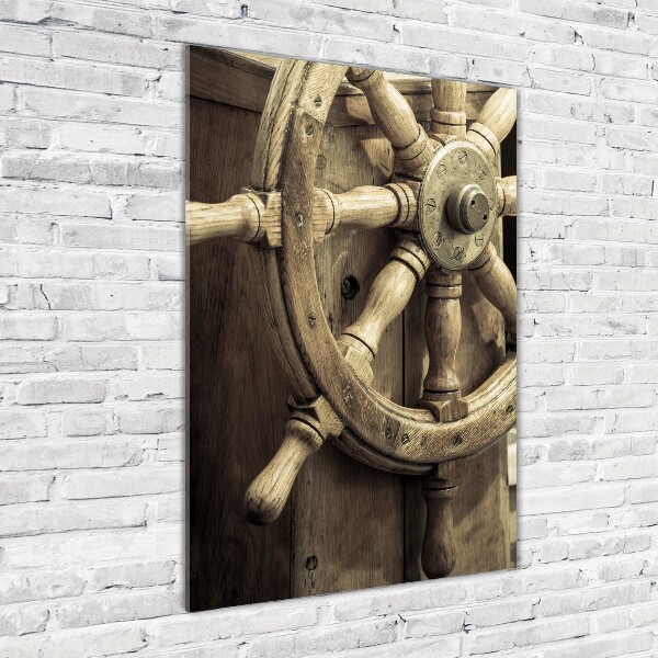 Quadro di vetro verticale Il timone di uno yacht