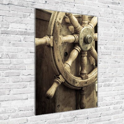 Quadro di vetro verticale Il timone di uno yacht