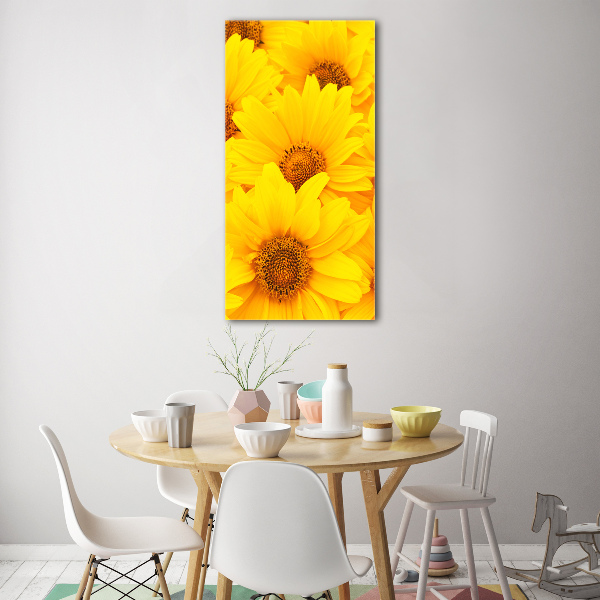 Quadro vetro verticale Girasoli