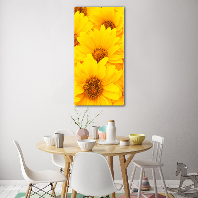 Quadro vetro verticale Girasoli