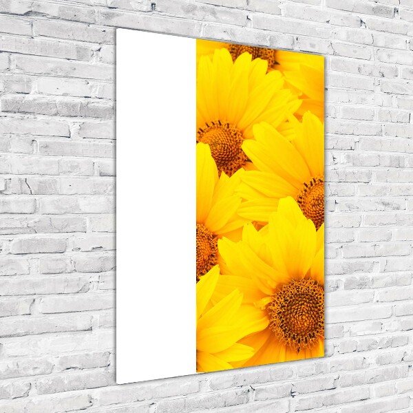 Quadro vetro verticale Girasoli