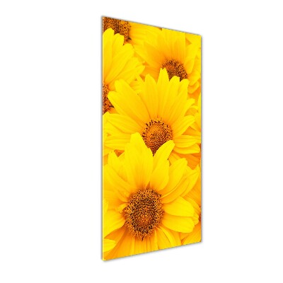 Quadro vetro verticale Girasoli