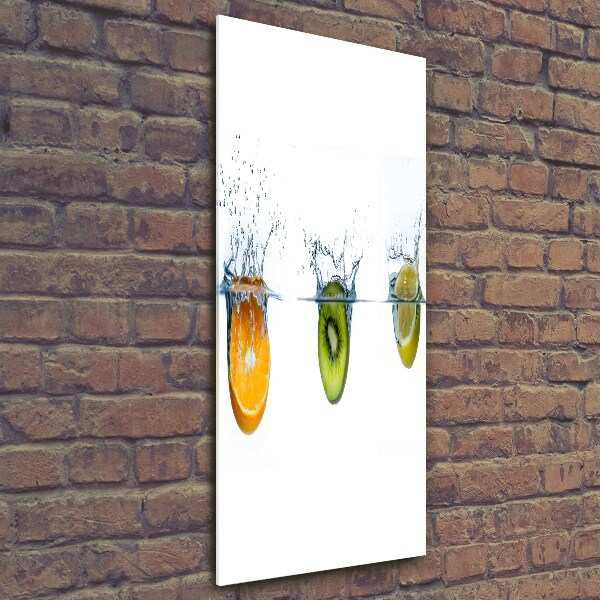 Quadro vetro verticale Frutti sott'acqua