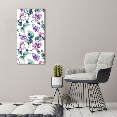 Quadro in vetro verticale Fiori di mora