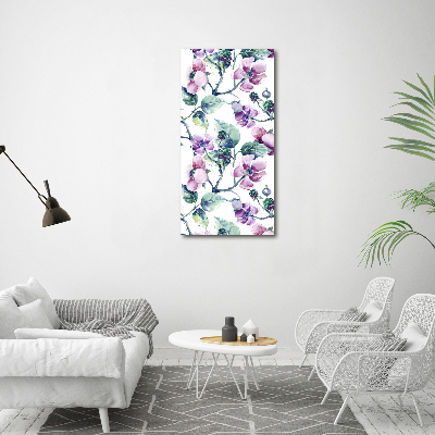 Quadro in vetro verticale Fiori di mora