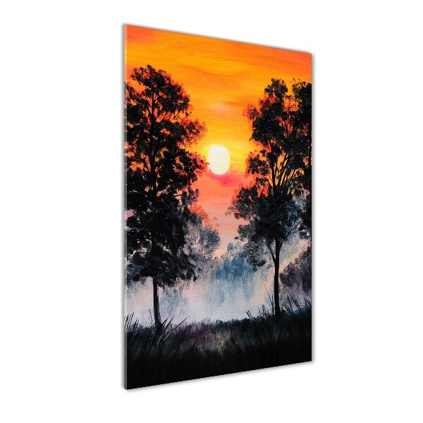 Quadro vetro verticale Foresta del tramonto