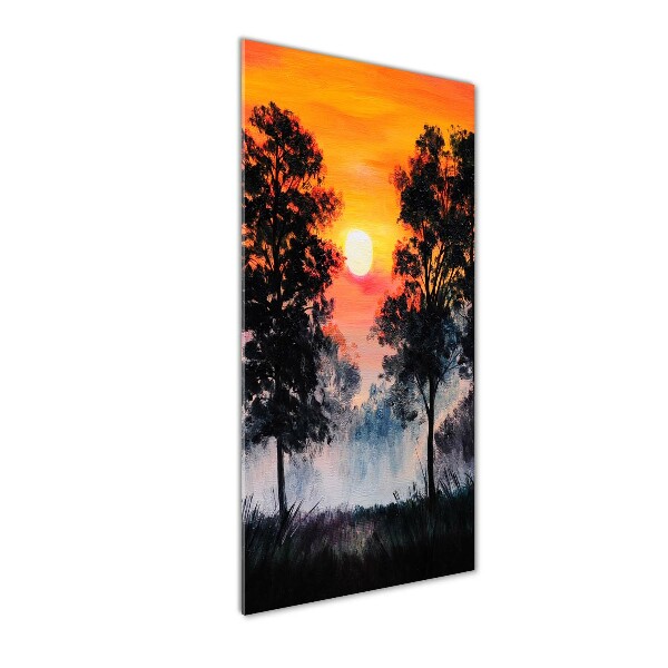 Quadro vetro verticale Foresta del tramonto