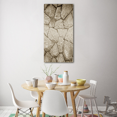 Quadro stampa su vetro verticale Muro di pietra