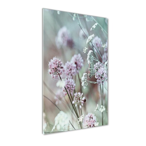 Quadro in vetro verticale Fiori d'aglio