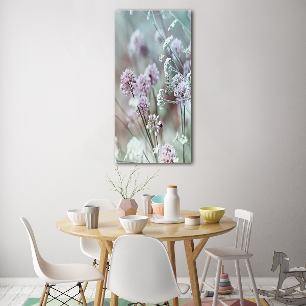 Quadro in vetro verticale Fiori d'aglio