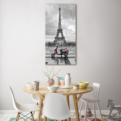 Quadro in vetro verticale Monopattino della Torre Eiffel