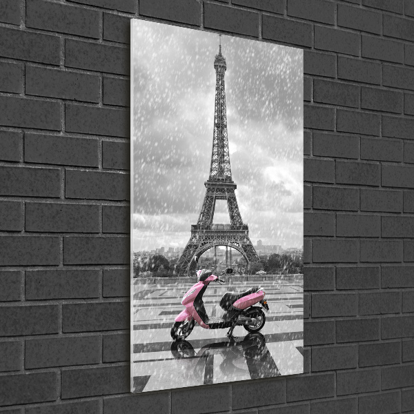 Quadro in vetro verticale Monopattino della Torre Eiffel
