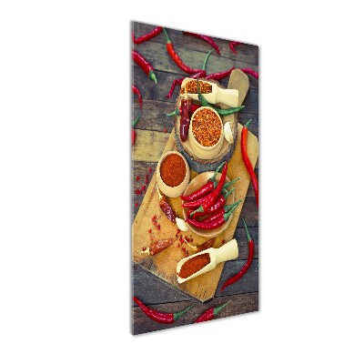 Quadro vetro verticale Peperoncini