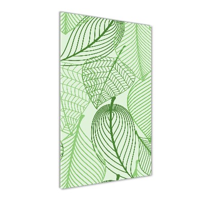 Quadro in vetro verticale Foglie verdi