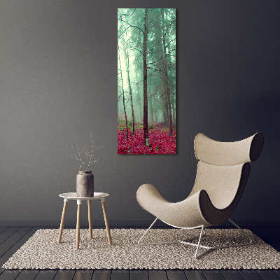 Quadro stampa su vetro verticale Foresta in autunno