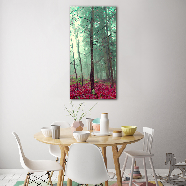 Quadro stampa su vetro verticale Foresta in autunno