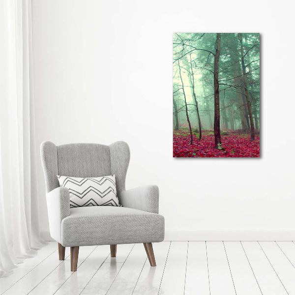 Quadro stampa su vetro verticale Foresta in autunno