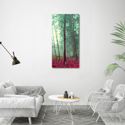 Quadro stampa su vetro verticale Foresta in autunno
