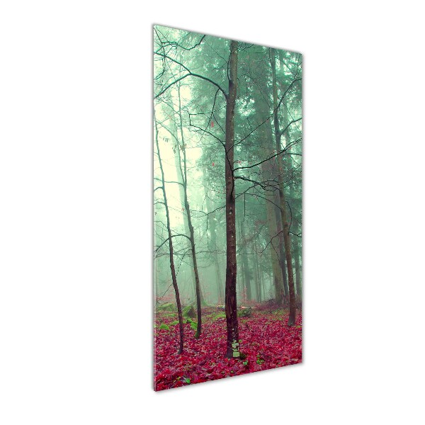Quadro stampa su vetro verticale Foresta in autunno
