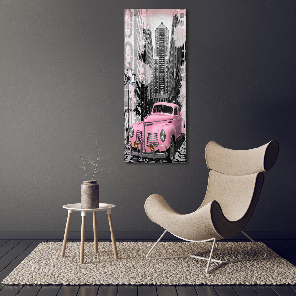 Quadro di vetro verticale Auto rosa