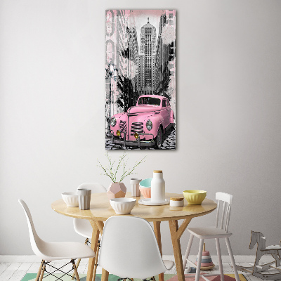 Quadro di vetro verticale Auto rosa