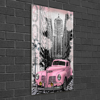 Quadro di vetro verticale Auto rosa