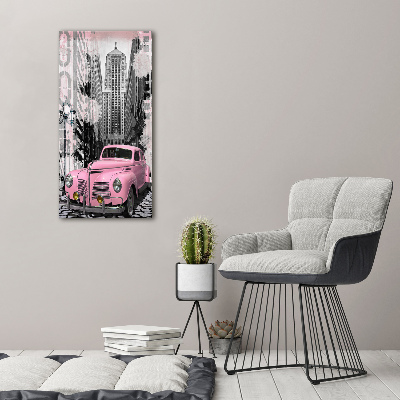 Quadro di vetro verticale Auto rosa