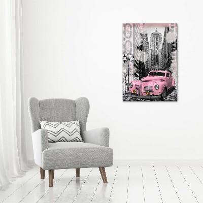 Quadro di vetro verticale Auto rosa