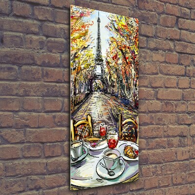 Quadro in vetro verticale Colazione a Parigi