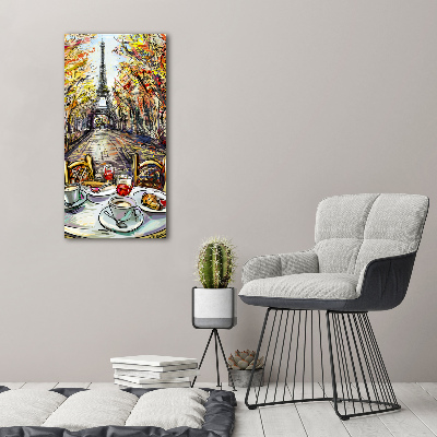 Quadro in vetro verticale Colazione a Parigi