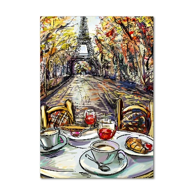 Quadro in vetro verticale Colazione a Parigi