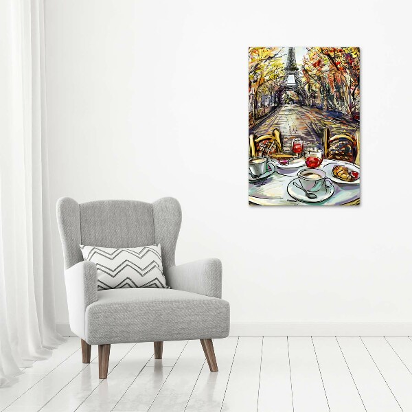 Quadro in vetro verticale Colazione a Parigi