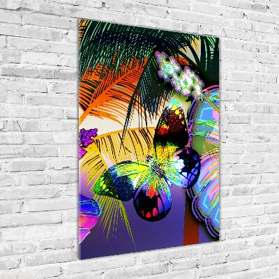 Quadro stampa su vetro verticale Fiori colorati