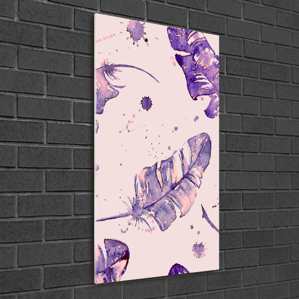 Quadro stampa su vetro verticale Piume