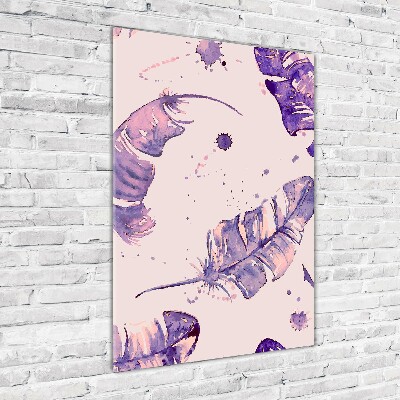 Quadro stampa su vetro verticale Piume