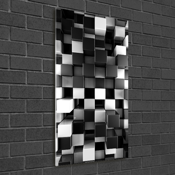 Quadro in vetro verticale Astrazione cubica