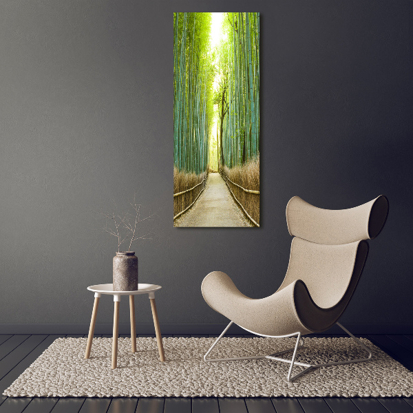 Quadro stampa su vetro verticale Foresta di bambù