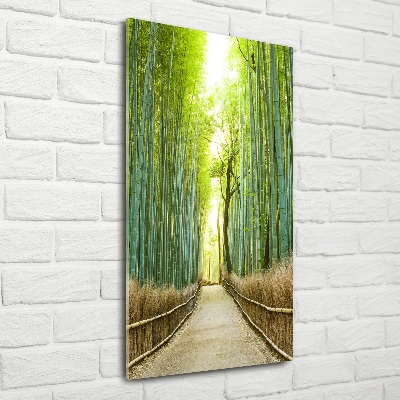 Quadro stampa su vetro verticale Foresta di bambù